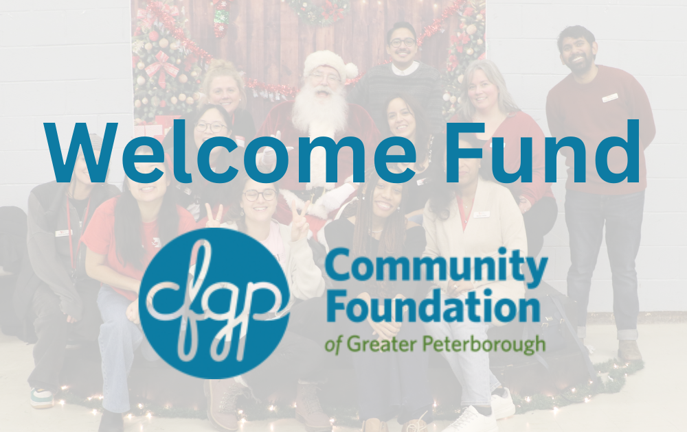 Welcome Fund with background of people with Santa